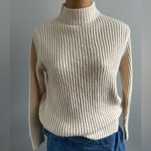 Women's Cream Turtleneck Sweater